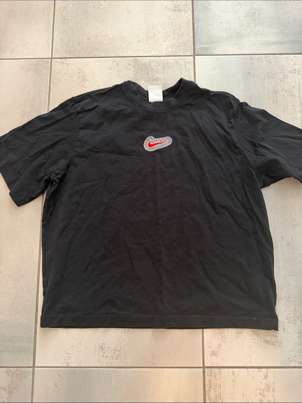 Nike Black Tee with Red and White Swoosh